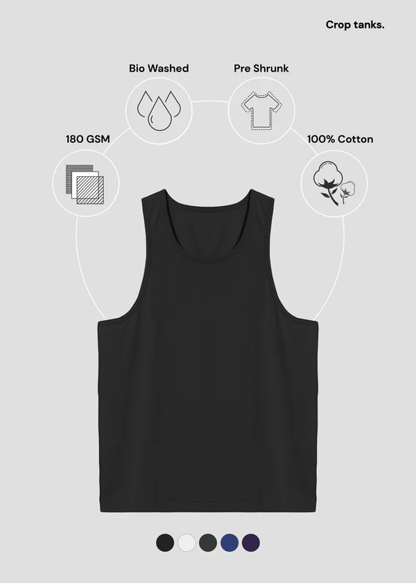 Cropped Tank Top - Black - Nova Looms Fashion Lab