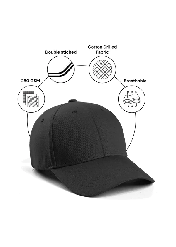 Cotton Drill Baseball Cap - Black - Nova Looms Fashion Lab