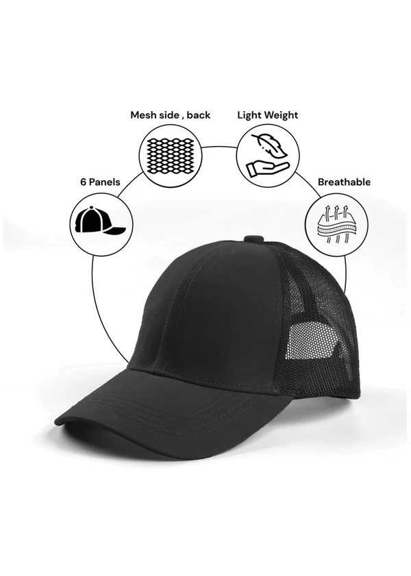 Mesh Trucker Cap - Black - Nova Looms Fashion Lab
