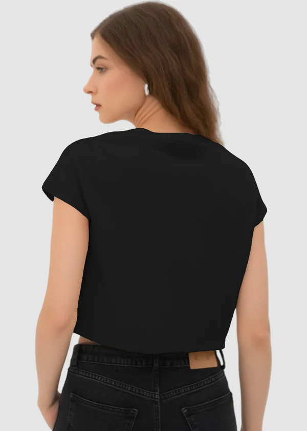 Women's Black Crop Top - Soft Cotton Short Sleeve T-Shirt - Nova Looms Fashion Lab