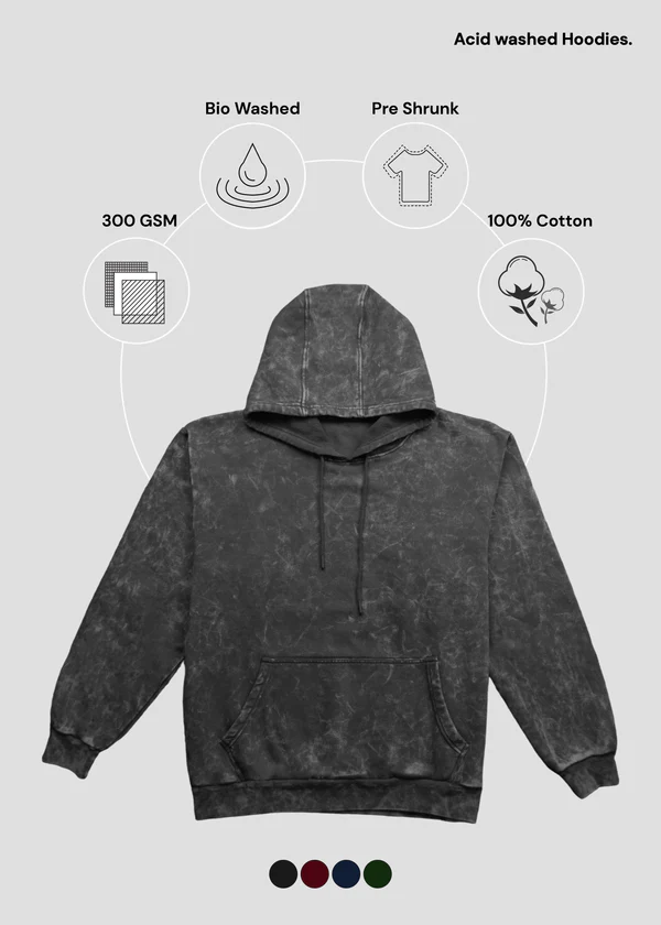 Black Acid Wash Hoodie - Nova Looms Fashion Lab