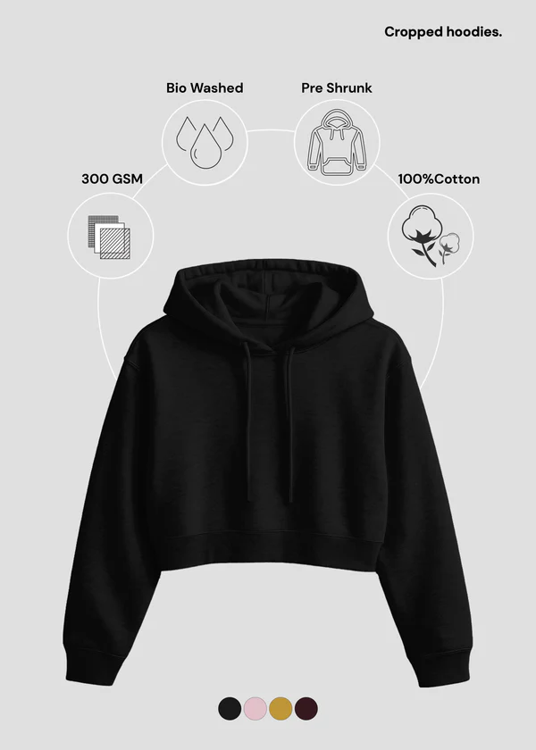 Women's Cropped Hoodie - Premium Cotton Fleece - Nova Looms Fashion Lab
