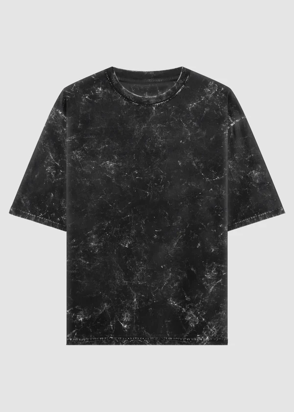 Black Acid Wash T-Shirt Oversized - Nova Looms Fashion Lab