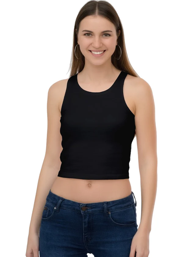 Cropped Tank Top - Black - Nova Looms Fashion Lab