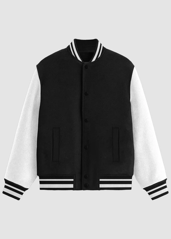 Classic Varsity Jacket - Black - Nova Looms Fashion Lab