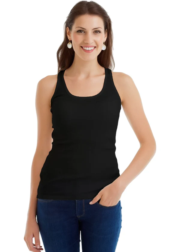Women's Black Tank Top - 100% Cotton Sleeveless Racerback Top - Nova Looms Fashion Lab