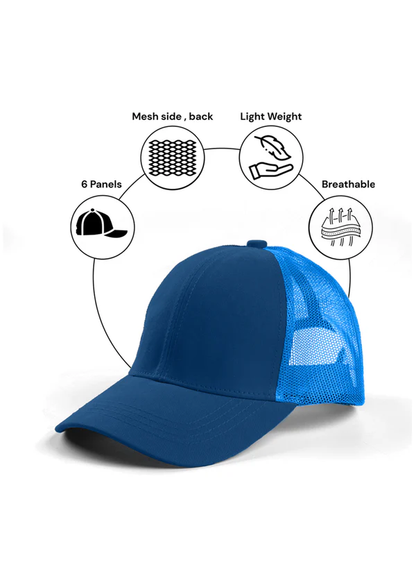 Mesh Trucker Cap - Blue - Nova Looms Fashion Lab