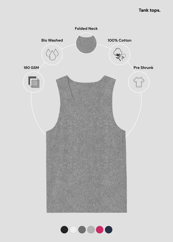 Women's Grey Melange Tank Top - 100% Cotton Sleeveless Racerback Top - Nova Looms Fashion Lab