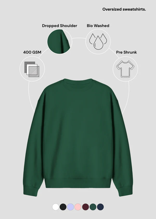 Premium Oversized Sweatshirt - Green - Nova Looms Fashion Lab