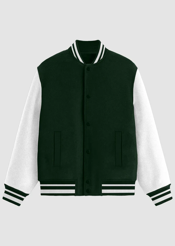 Classic Varsity Jacket - Dark Green - Nova Looms Fashion Lab