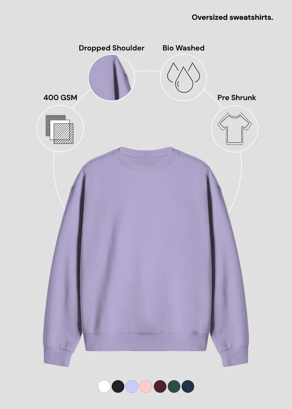 Premium Oversized Sweatshirt - Lavender - Nova Looms Fashion Lab