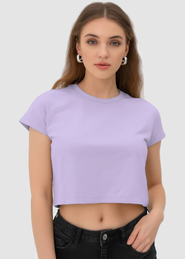 Women's Lavender Crop Top - Soft Cotton Short Sleeve T-Shirt - Nova Looms Fashion Lab