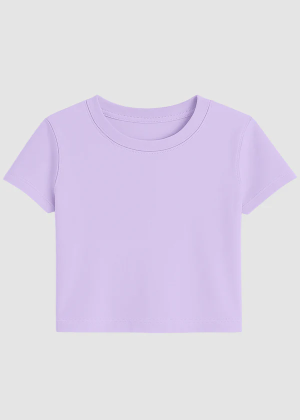 Women's Lavender Crop Top - Soft Cotton Short Sleeve T-Shirt - Nova Looms Fashion Lab
