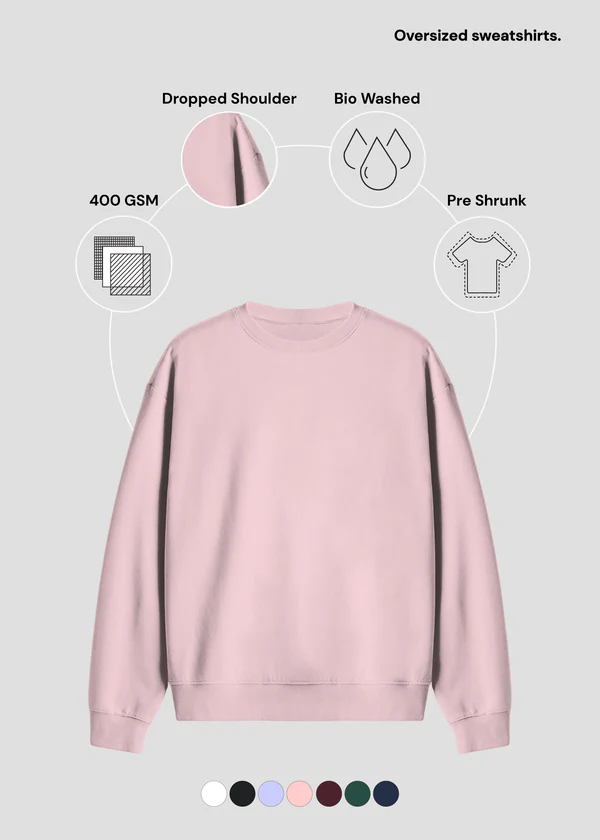Premium Oversized Sweatshirt - Light Pink - Nova Looms Fashion Lab