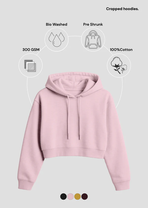 Women's Cropped Hoodie - Pink - Nova Looms Fashion Lab