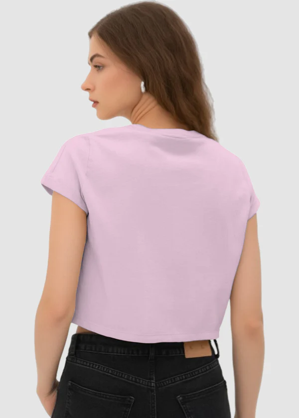 Women's Pink Crop Top - Soft Cotton Short Sleeve T-Shirt - Nova Looms Fashion Lab