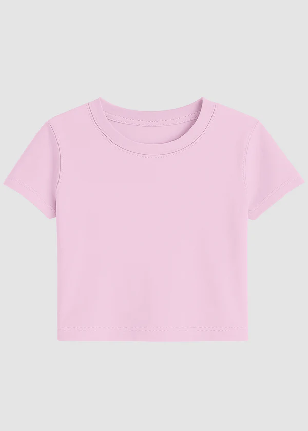 Women's Pink Crop Top - Soft Cotton Short Sleeve T-Shirt - Nova Looms Fashion Lab