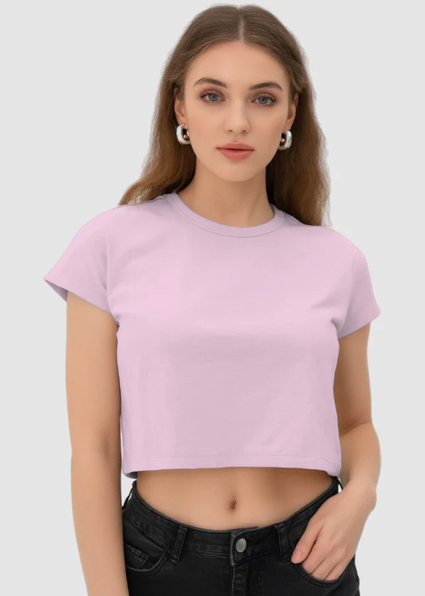 Women's Pink Crop Top - Soft Cotton Short Sleeve T-Shirt - Nova Looms Fashion Lab