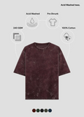 Acid Wash T-Shirt Oversized - Maroon - Nova Looms Fashion Lab