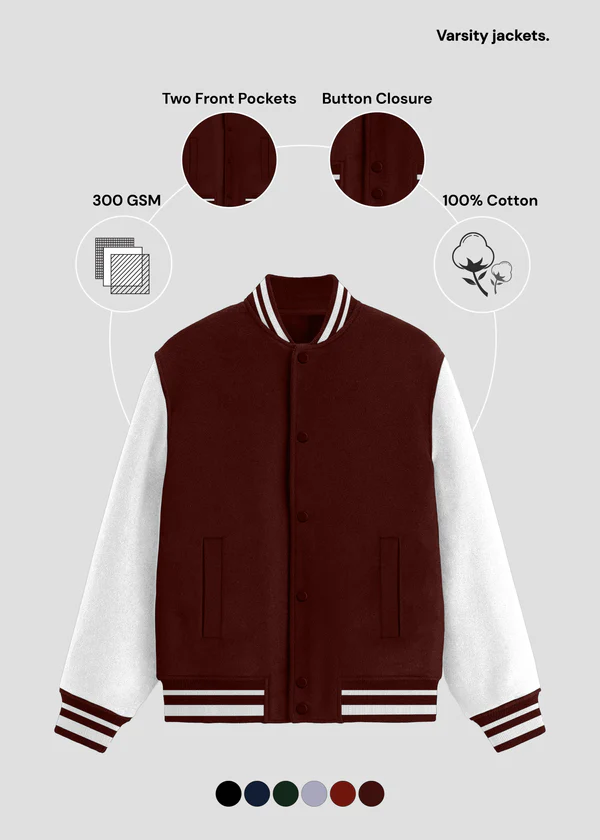 Classic Varsity Jacket - Maroon - Nova Looms Fashion Lab