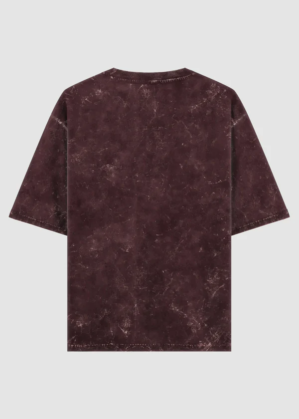 Acid Wash T-Shirt Oversized - Maroon - Nova Looms Fashion Lab