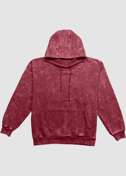 Maroon/Red Acid Wash Hoodie - Nova Looms Fashion Lab