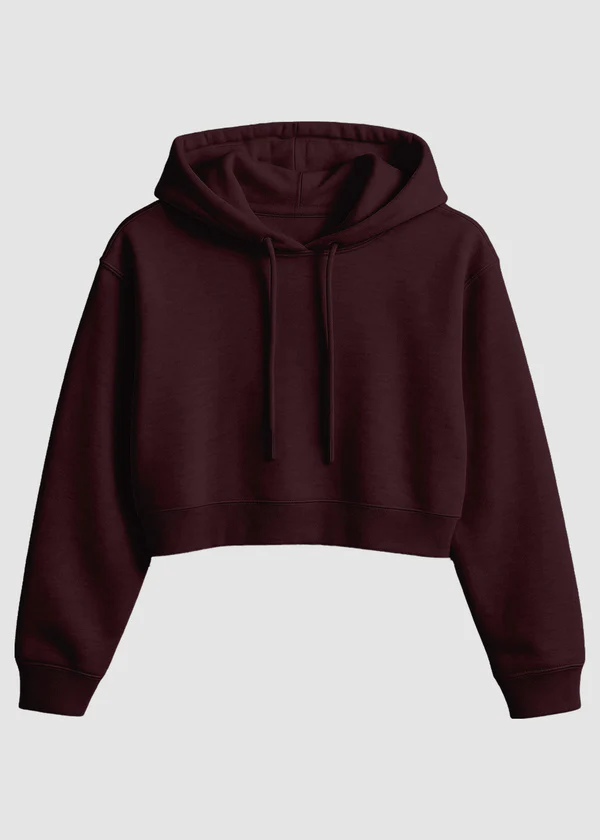 Women's Cropped Hoodie - Maroon - Nova Looms Fashion Lab