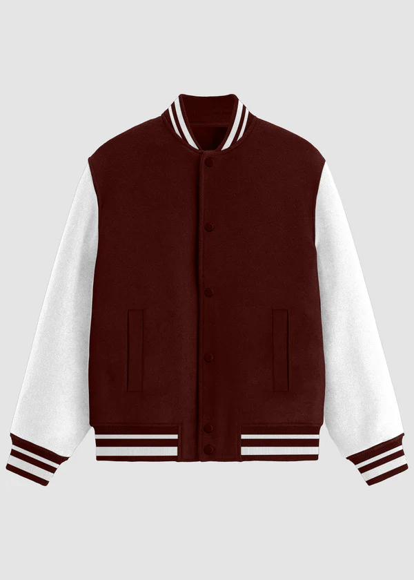 Classic Varsity Jacket - Maroon - Nova Looms Fashion Lab