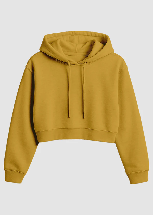 Women's Cropped Hoodie - Mustard Yellow - Nova Looms Fashion Lab