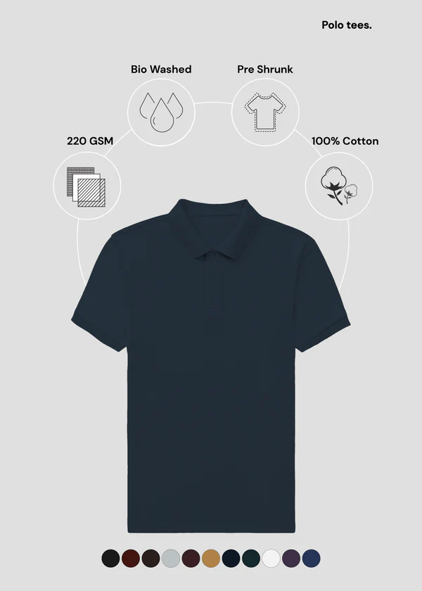 Premium Polo T-Shirt - Navy Blue - Nova Looms Fashion Lab