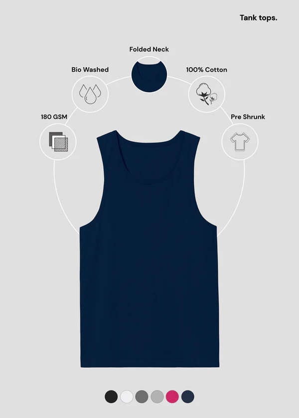 Women's Navy Blue Tank Top - 100% Cotton Sleeveless Racerback Top - Nova Looms Fashion Lab