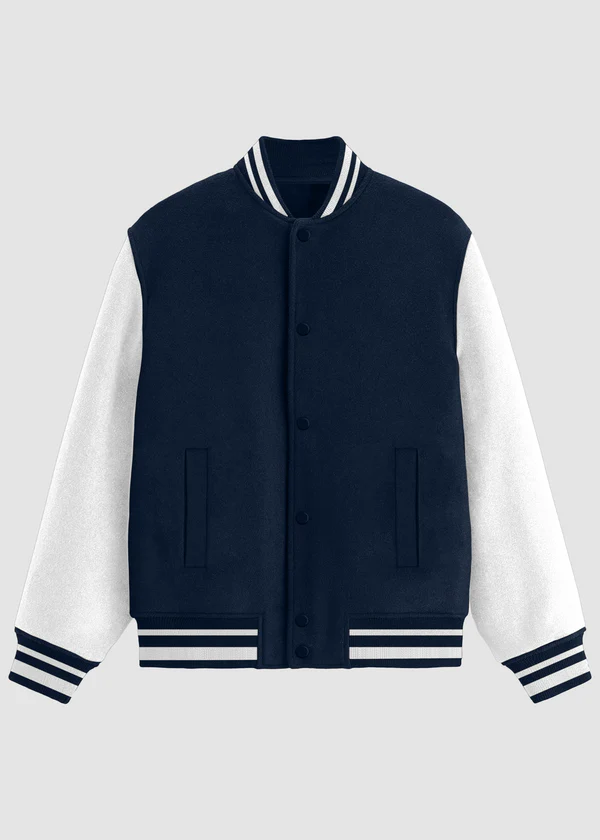 Classic Varsity Jacket - Navy Blue - Nova Looms Fashion Lab