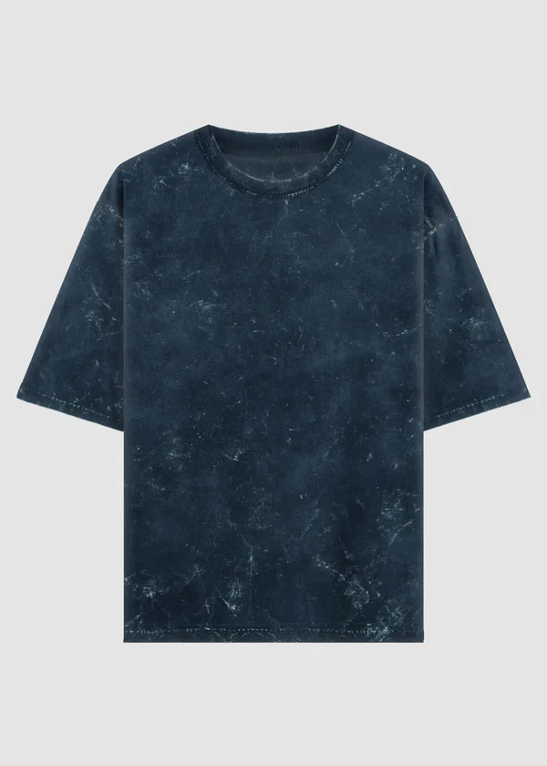 Acid Wash T-Shirt Oversized - Navy Blue - Nova Looms Fashion Lab