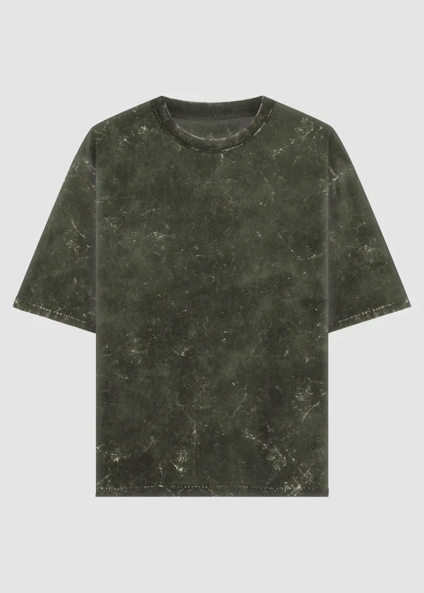 Acid Wash T-Shirt Oversized - Olive Green - Nova Looms Fashion Lab