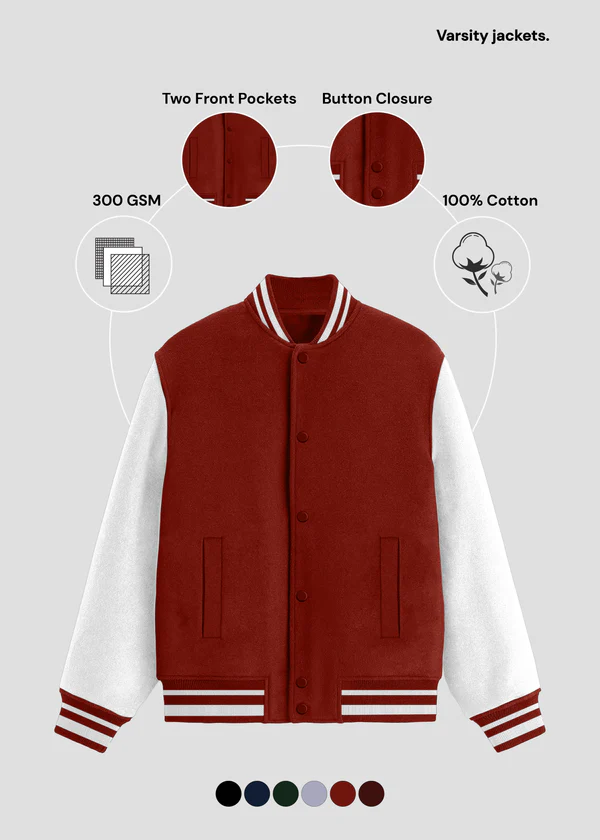 Classic Varsity Jacket - Red - Nova Looms Fashion Lab