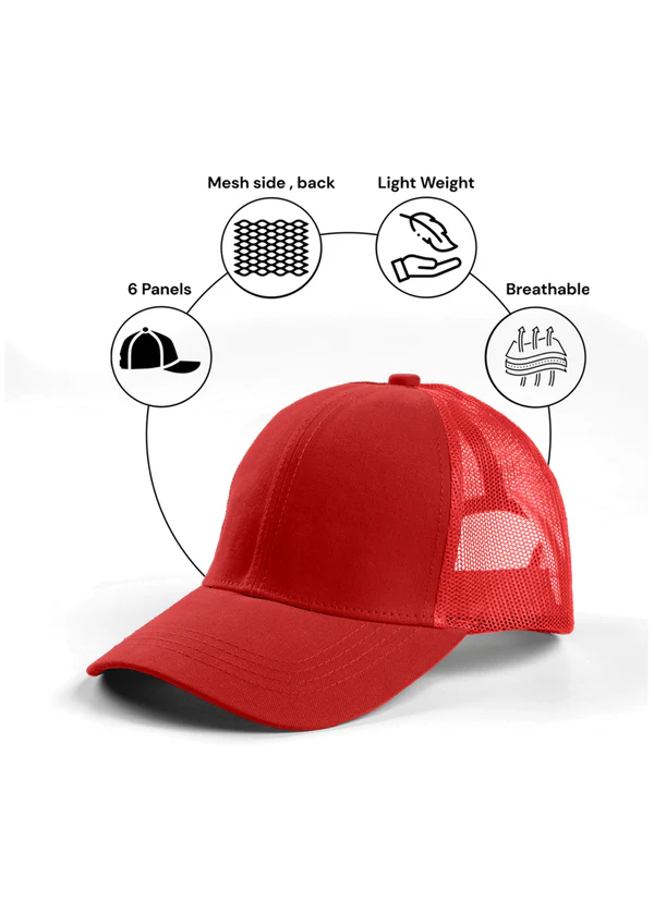 Mesh Trucker Cap - Red - Nova Looms Fashion Lab