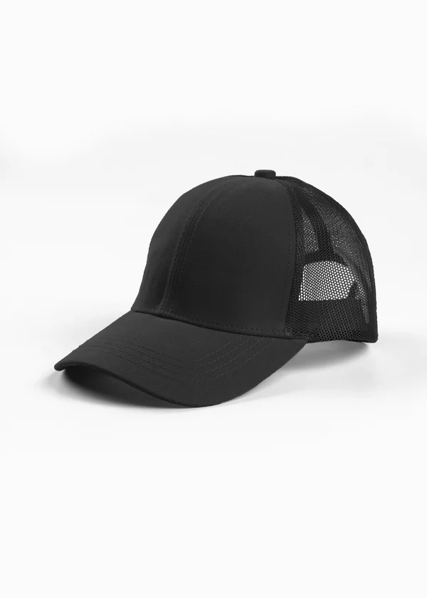 Mesh Trucker Cap - Black - Nova Looms Fashion Lab