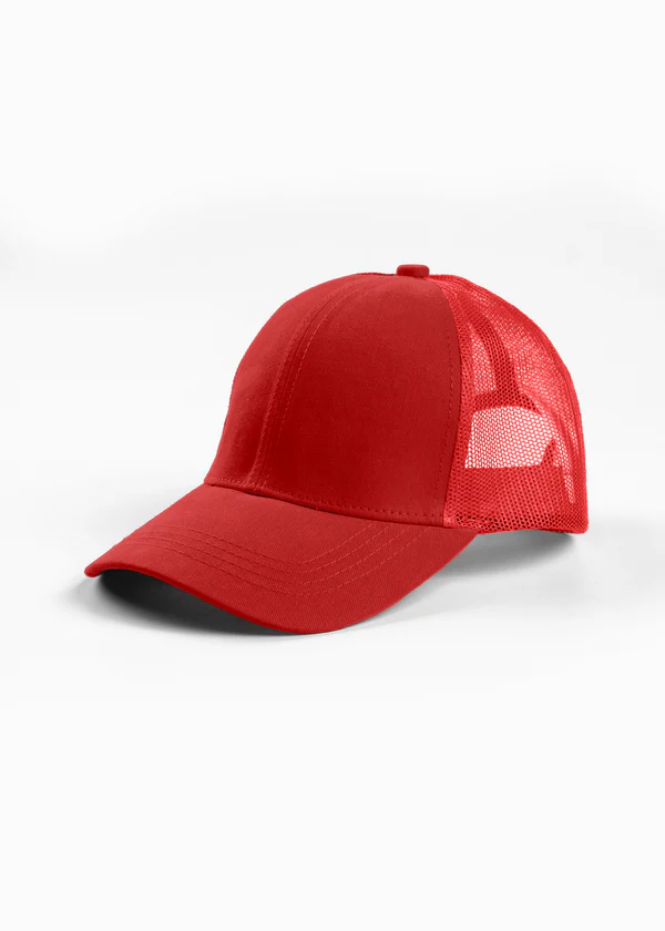 Mesh Trucker Cap - Red - Nova Looms Fashion Lab