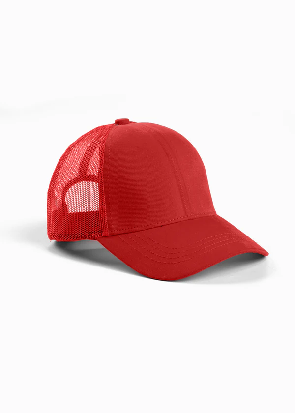 Mesh Trucker Cap - Red - Nova Looms Fashion Lab