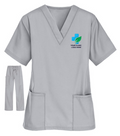 Silver Gray Medical Scrub Suit Set - V-Neck with Custom Logo