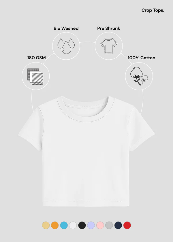 Women's White Crop Top - Soft Cotton Short Sleeve T-Shirt - Nova Looms Fashion Lab