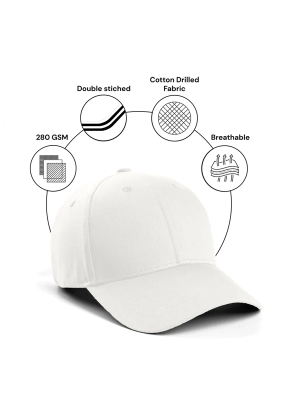 Cotton Drill Baseball Cap - White - Nova Looms Fashion Lab