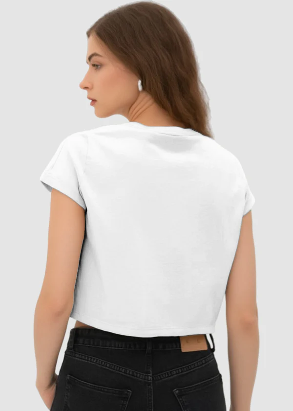 Women's White Crop Top - Soft Cotton Short Sleeve T-Shirt - Nova Looms Fashion Lab