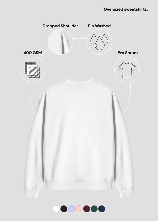 Premium Oversized Sweatshirt - White - Nova Looms Fashion Lab