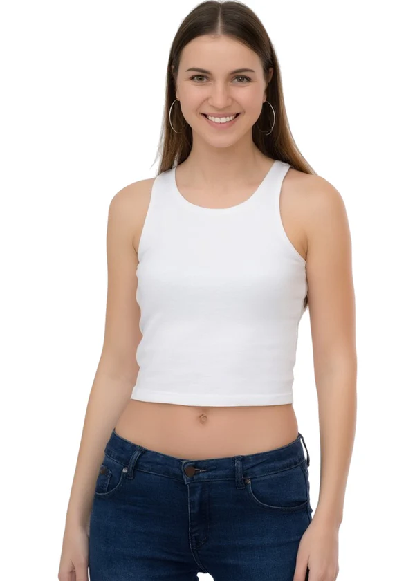 Cropped Tank Top - White - Nova Looms Fashion Lab