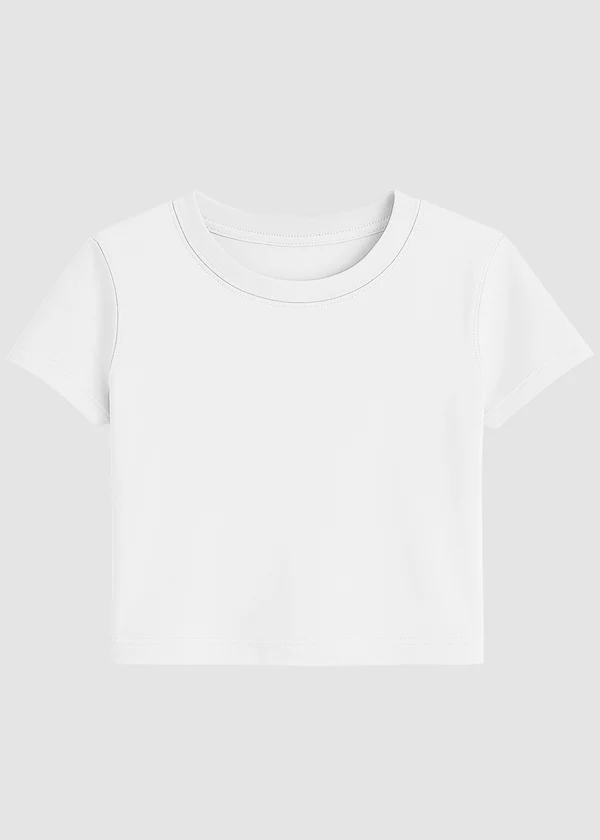 Women's White Crop Top - Soft Cotton Short Sleeve T-Shirt - Nova Looms Fashion Lab