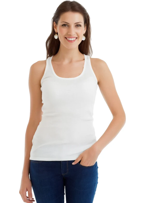 Women's White Tank Top - 100% Cotton Sleeveless Racerback Top - Nova Looms Fashion Lab